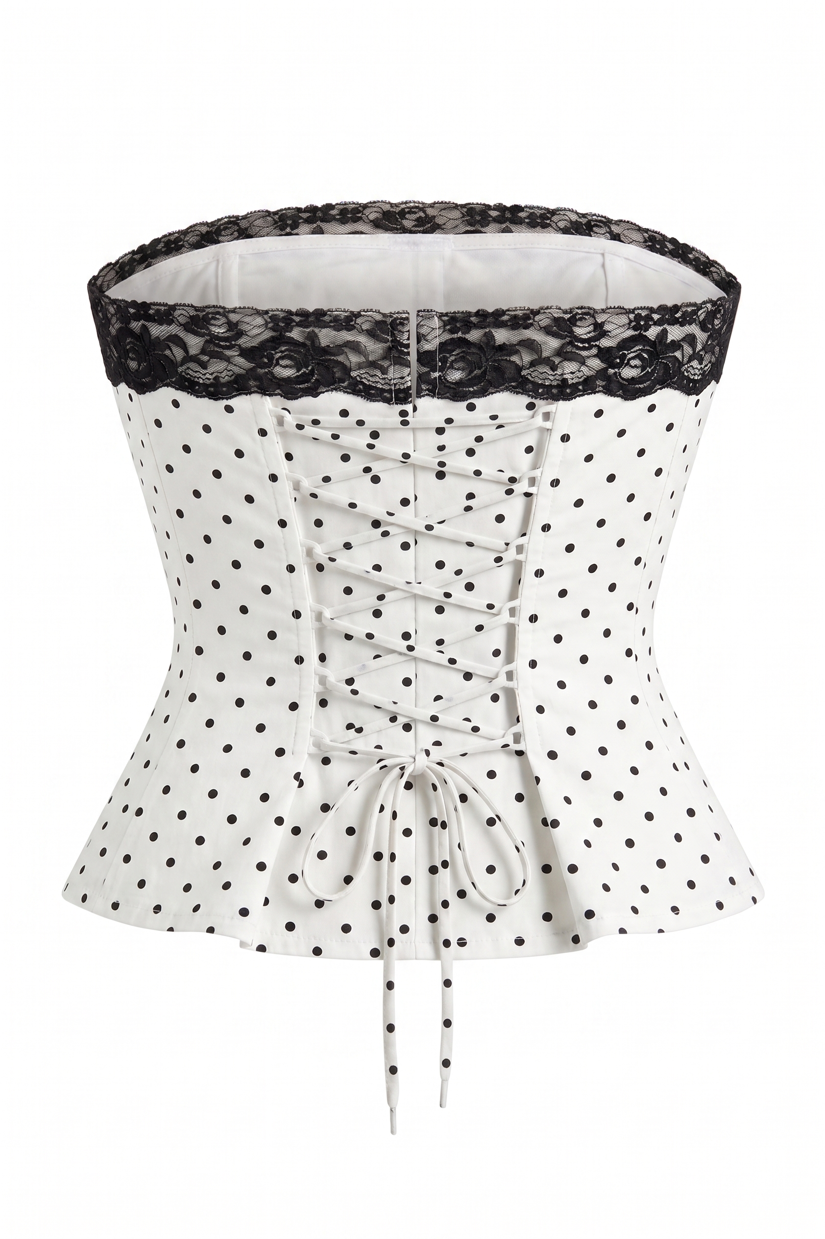 Florence Lace Top in White Polka Dot