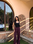 Gigi Classic Linen Pants in Burgundy