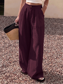 Gigi Classic Linen Pants in Burgundy