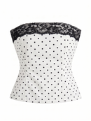 Florence Lace Top in White Polka Dot