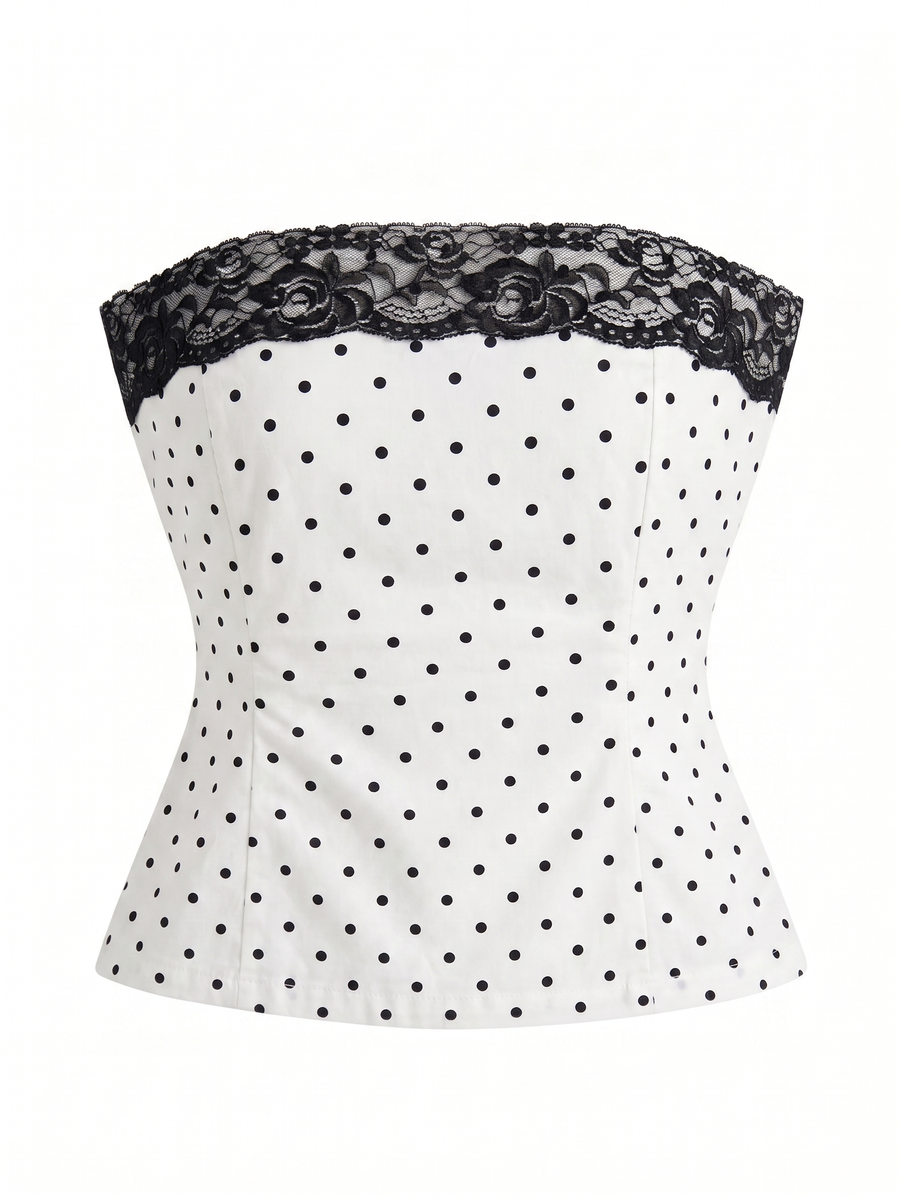 Florence Lace Top in White Polka Dot