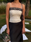Florence Lace Top in White Polka Dot