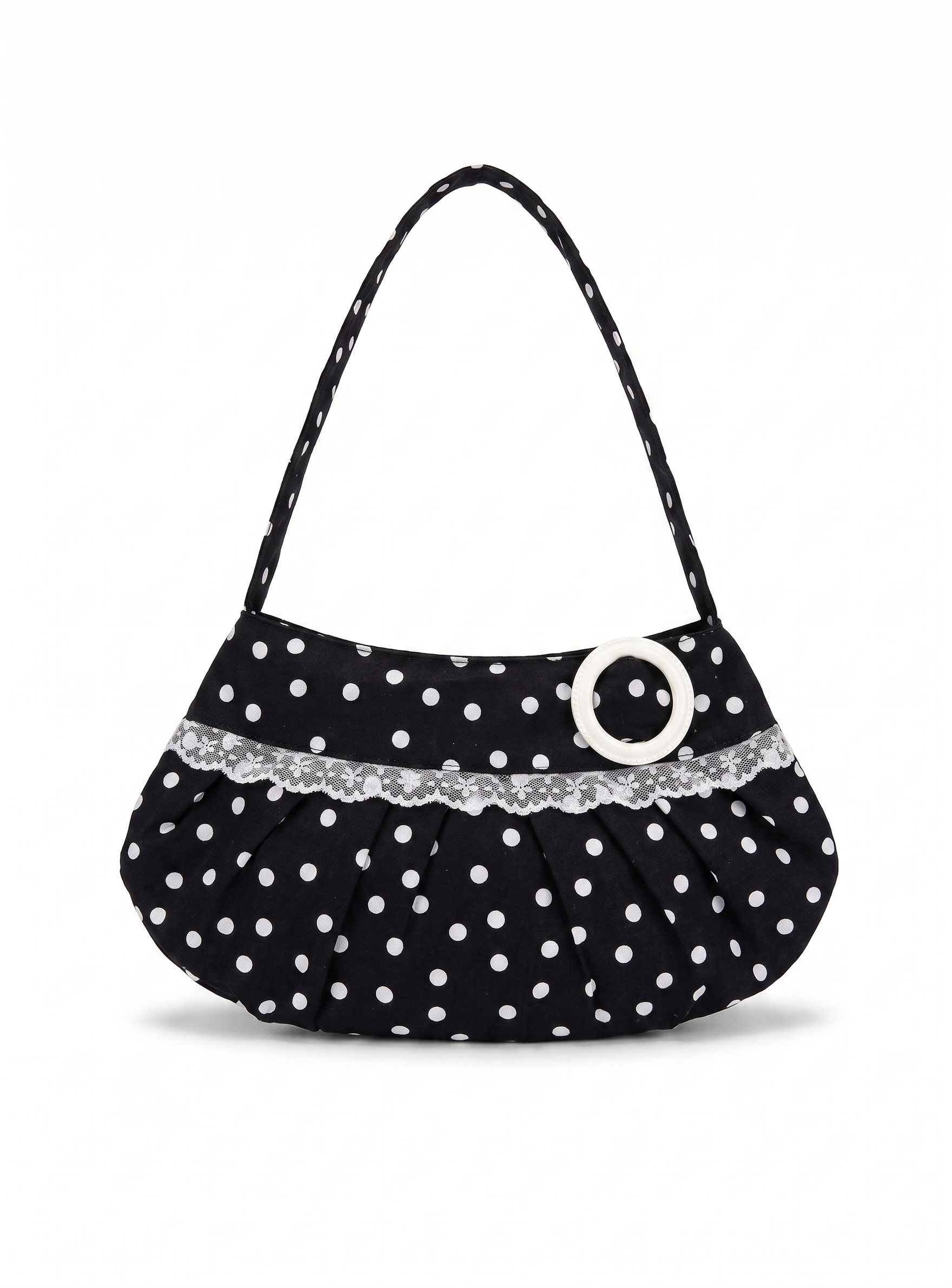Lucy Shoulder Bag in Black Polka Dot