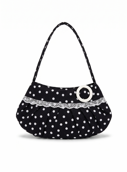 Lucy Shoulder Bag in Black Polka Dot