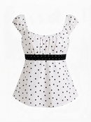 Babydoll Ribbon Top in Polka Dot