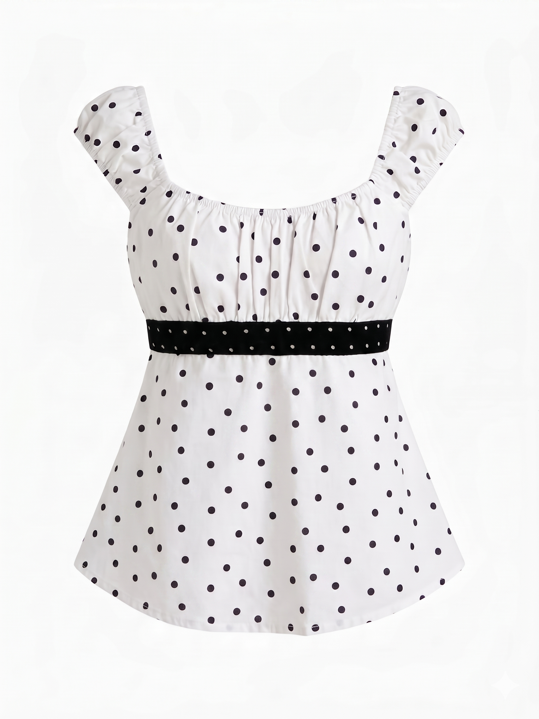 Babydoll Ribbon Top in Polka Dot