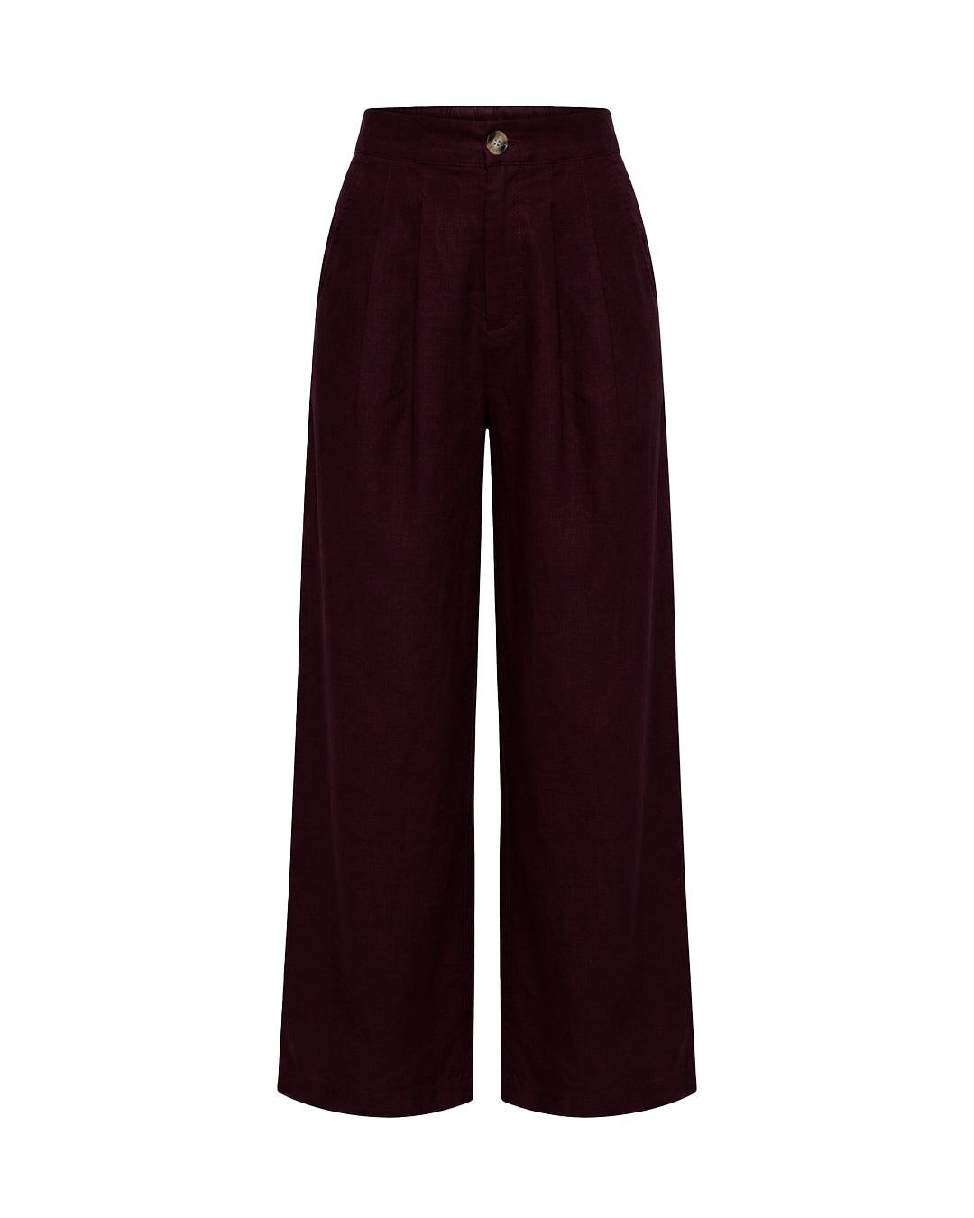 Gigi Classic Linen Pants in Burgundy