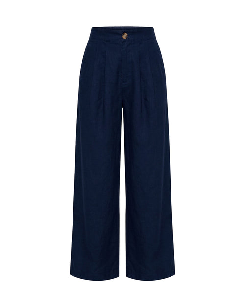 Gigi Classic Linen Pants in Navy