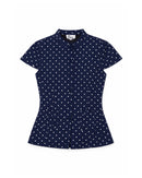 Hailey Shirt in Navy Polka Dot