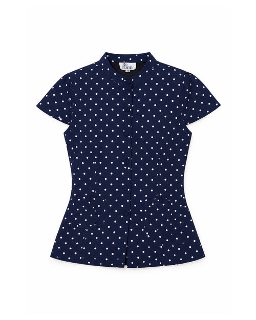 Hailey Shirt in Navy Polka Dot