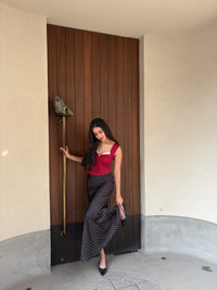 Celine Polka Dot Satin Skirt in Black