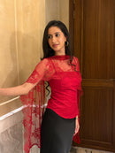 Eternal Muse Dupatta Top in Crimson