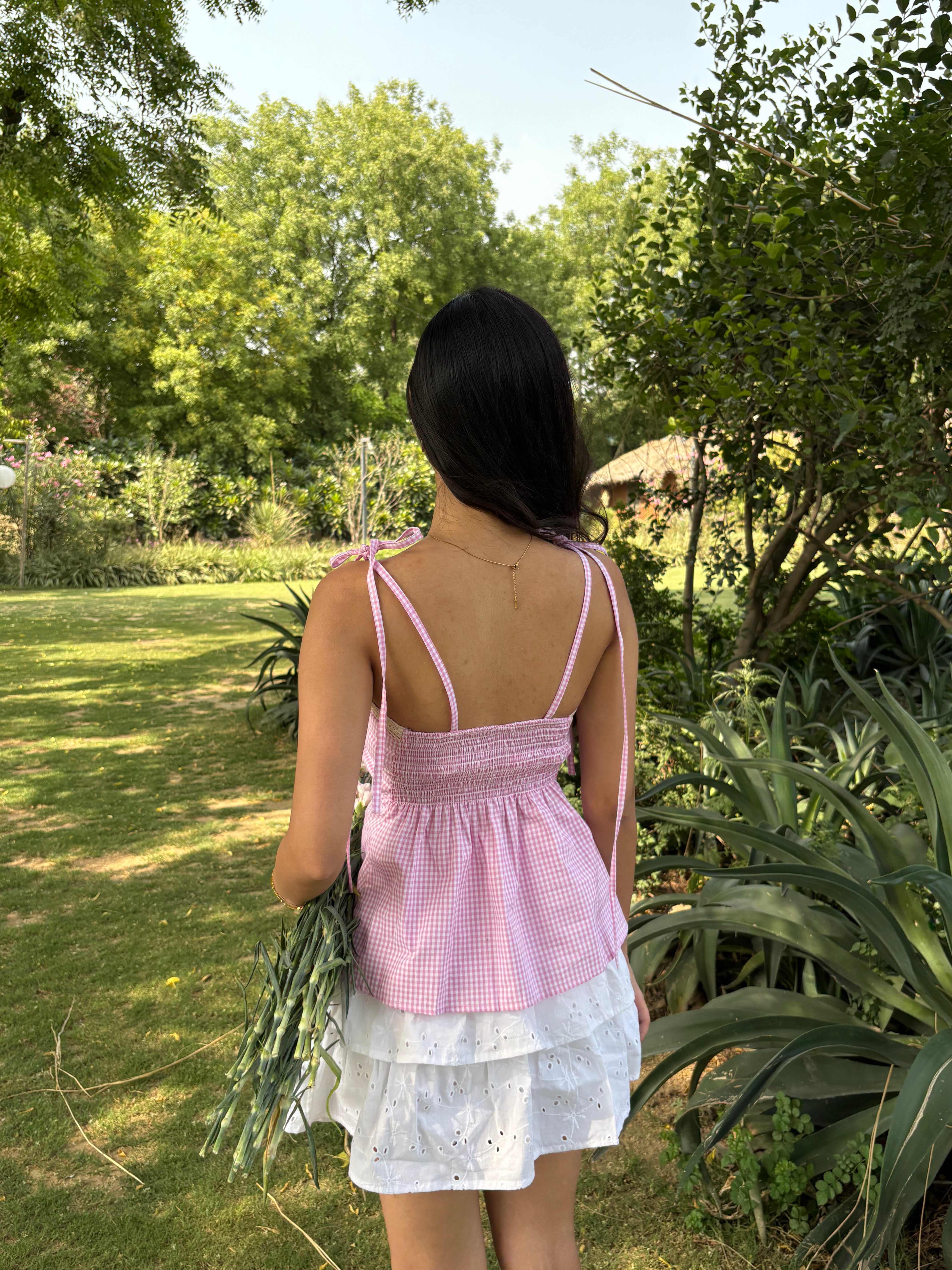 Lucy Top in Pink Gingham