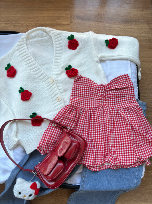 Gingham Babydoll Top (XS-M)