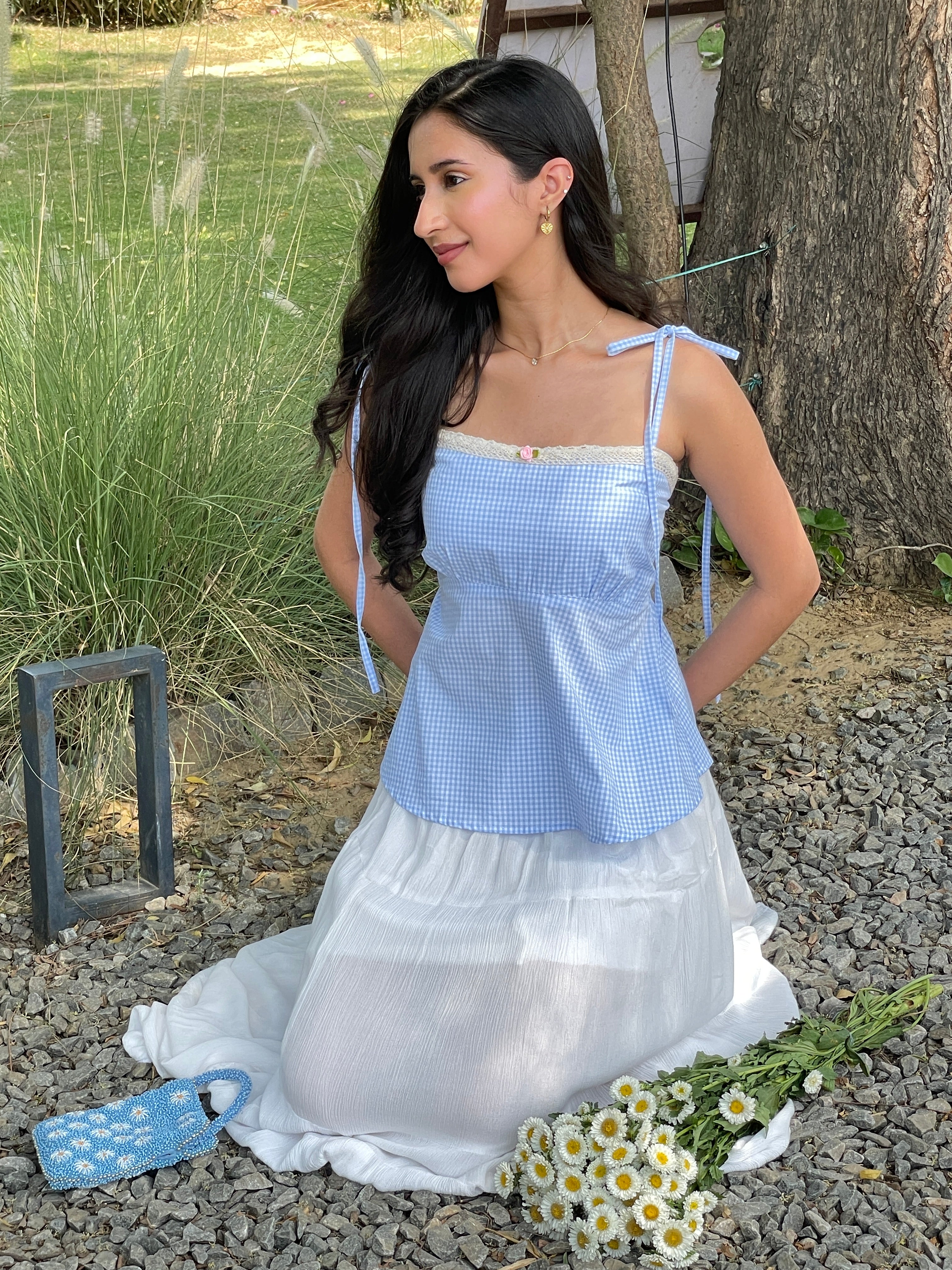 Lucy Top in Blue Gingham
