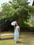 Lucine Satin Dress in Baby Blue