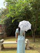 Lucine Satin Dress in Baby Blue