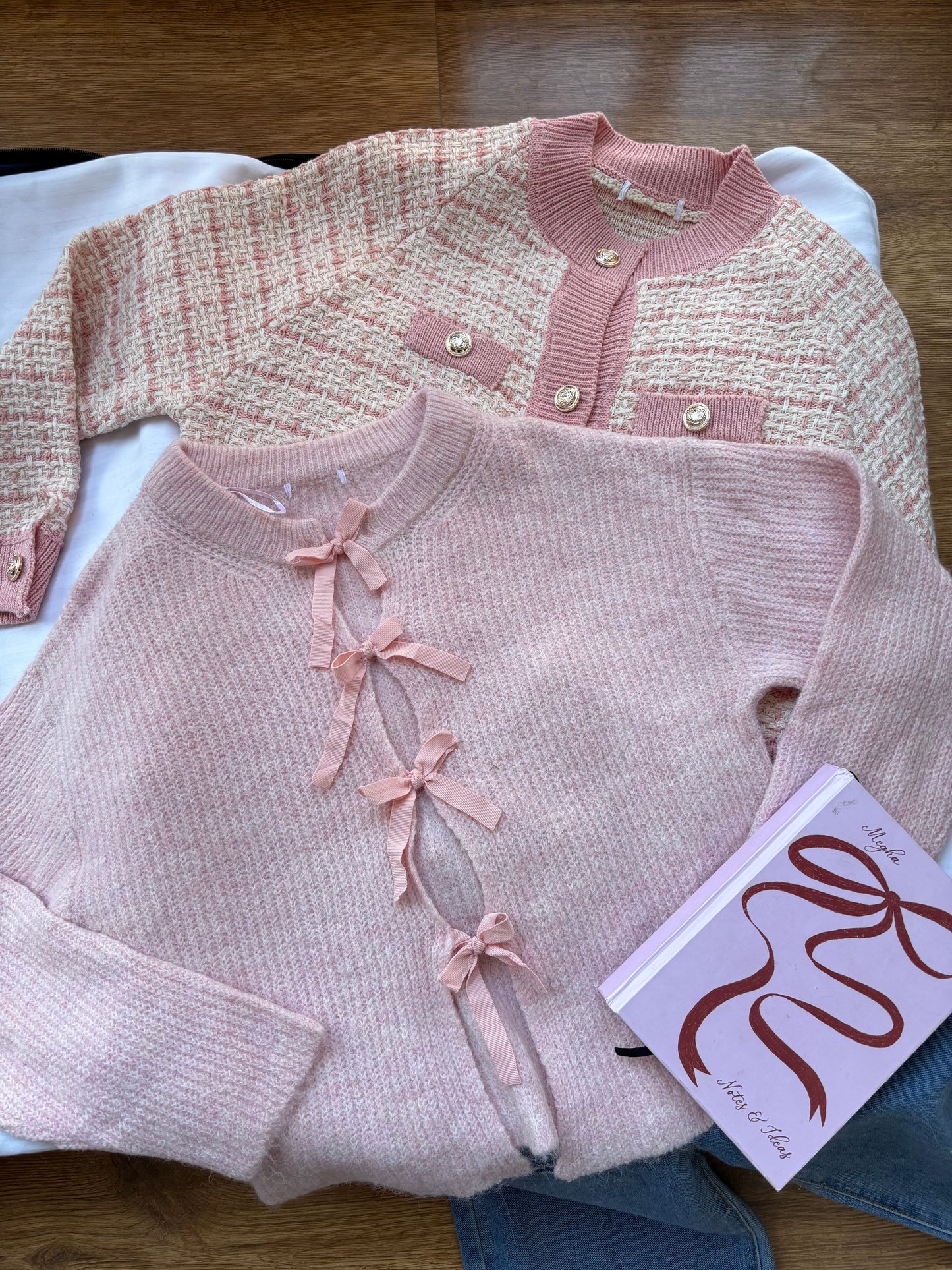 Isabelle Ribbon Cardigan in Pink (XS-3XL)