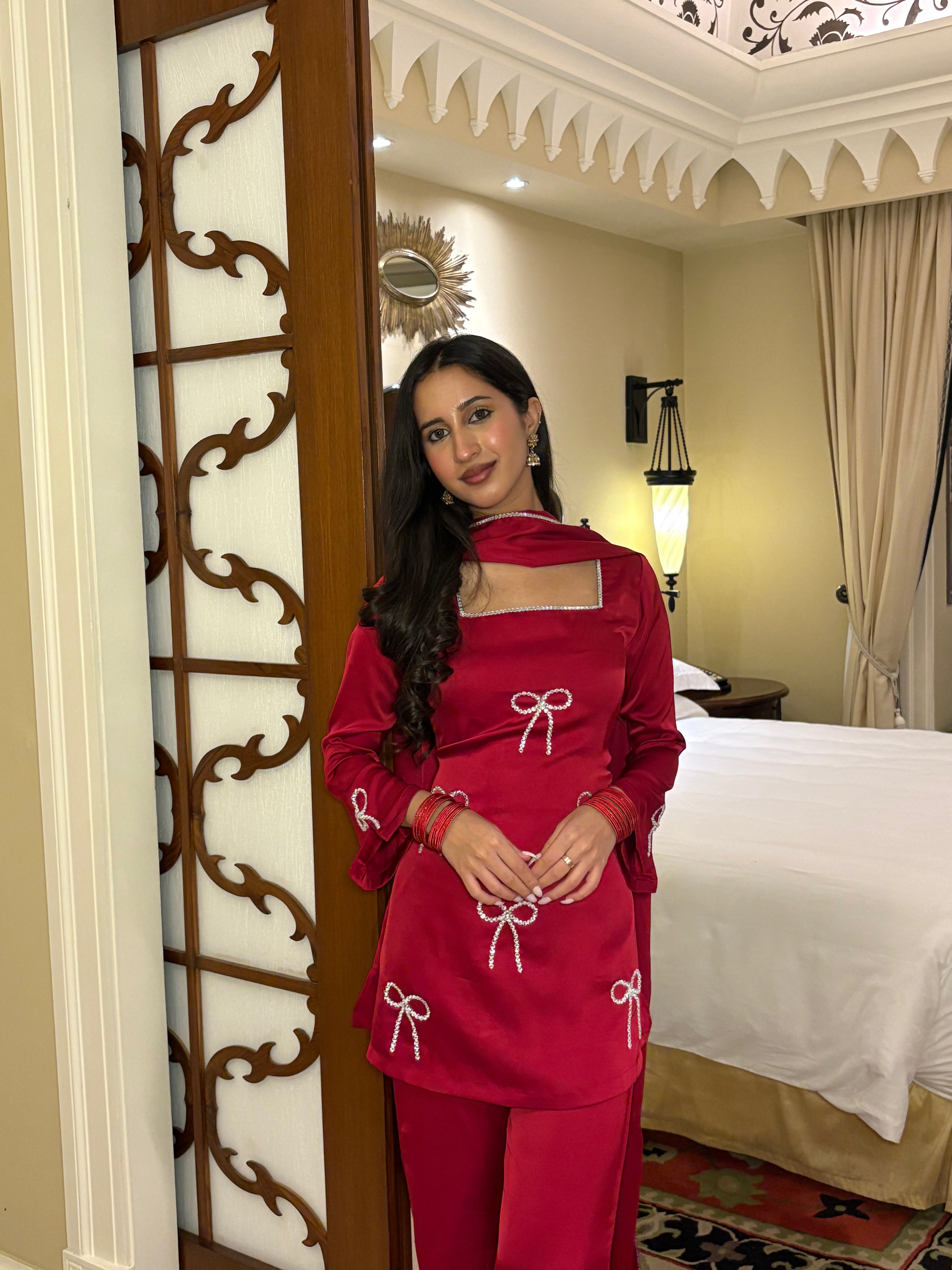 Pari Suit Set in Crimson