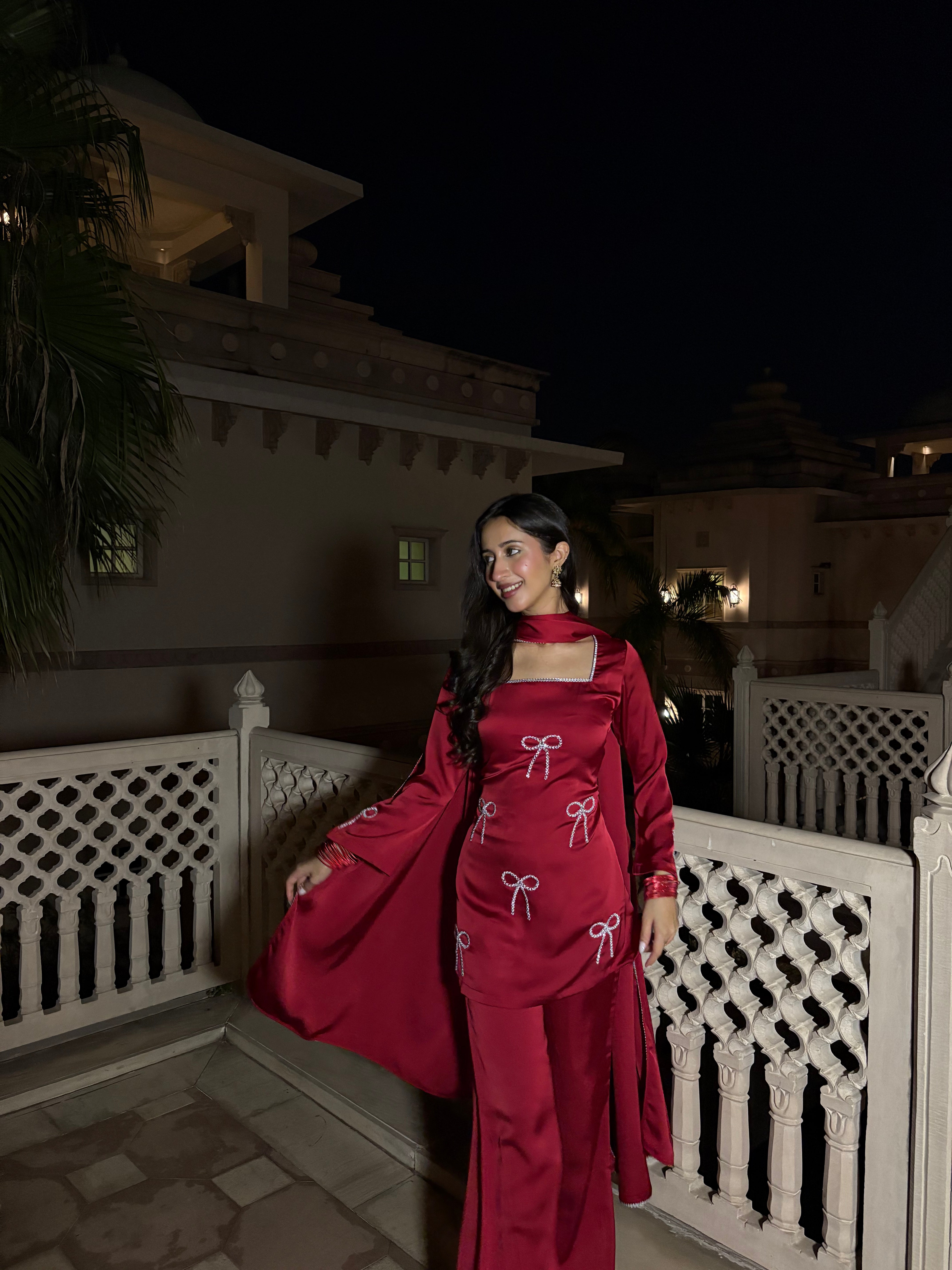 Pari Suit Set in Crimson
