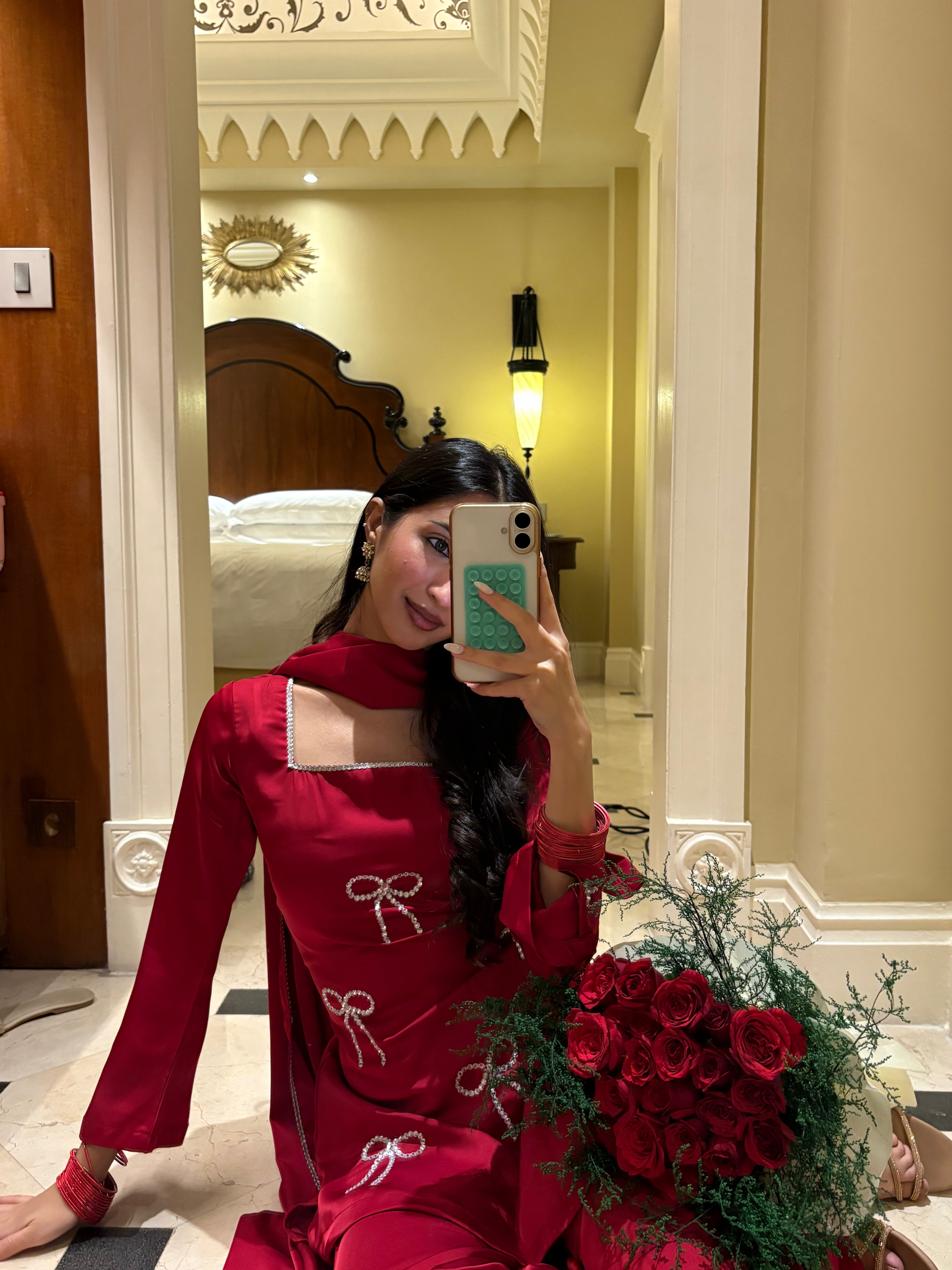Pari Suit Set in Crimson