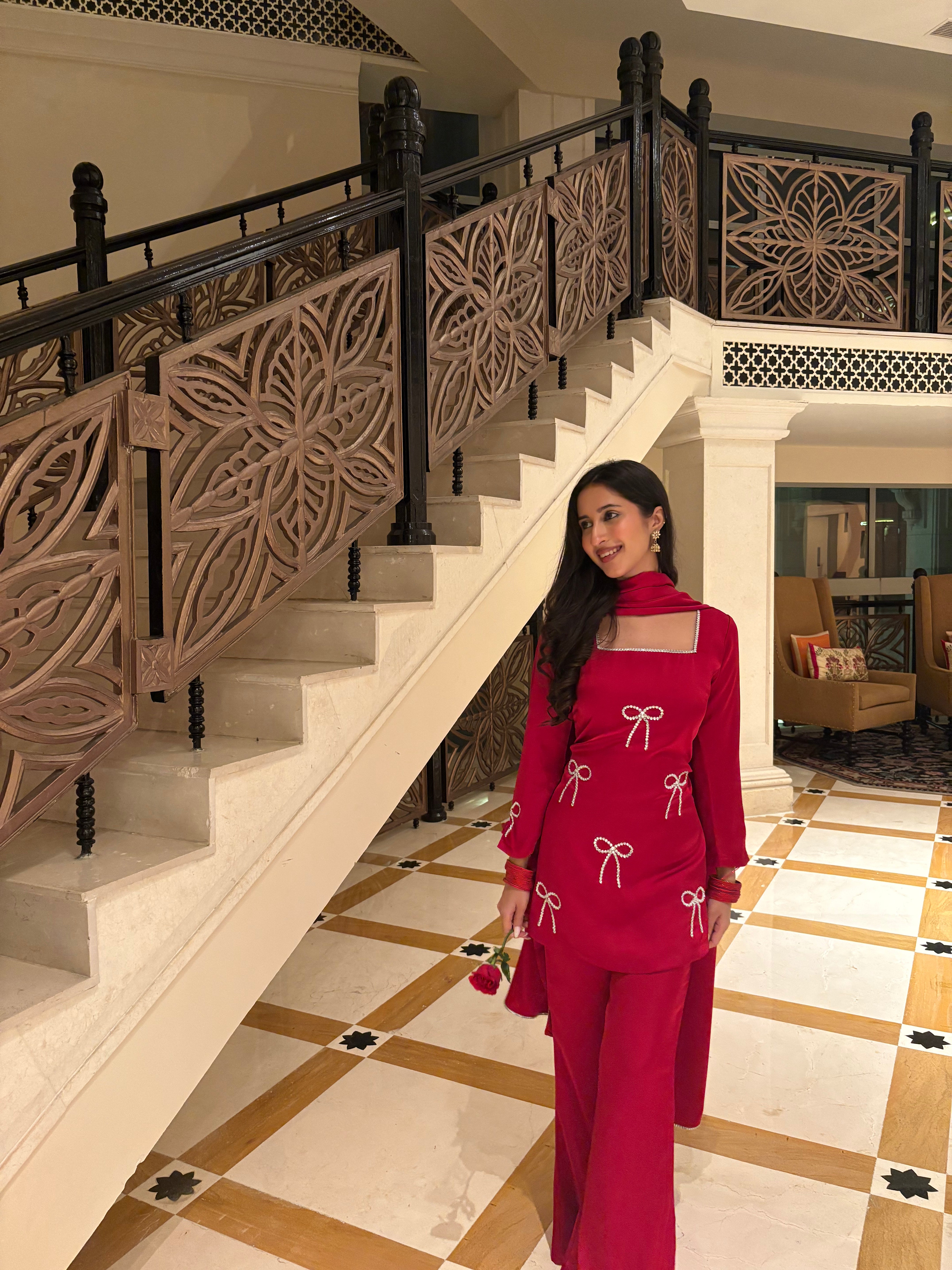 Pari Suit Set in Crimson