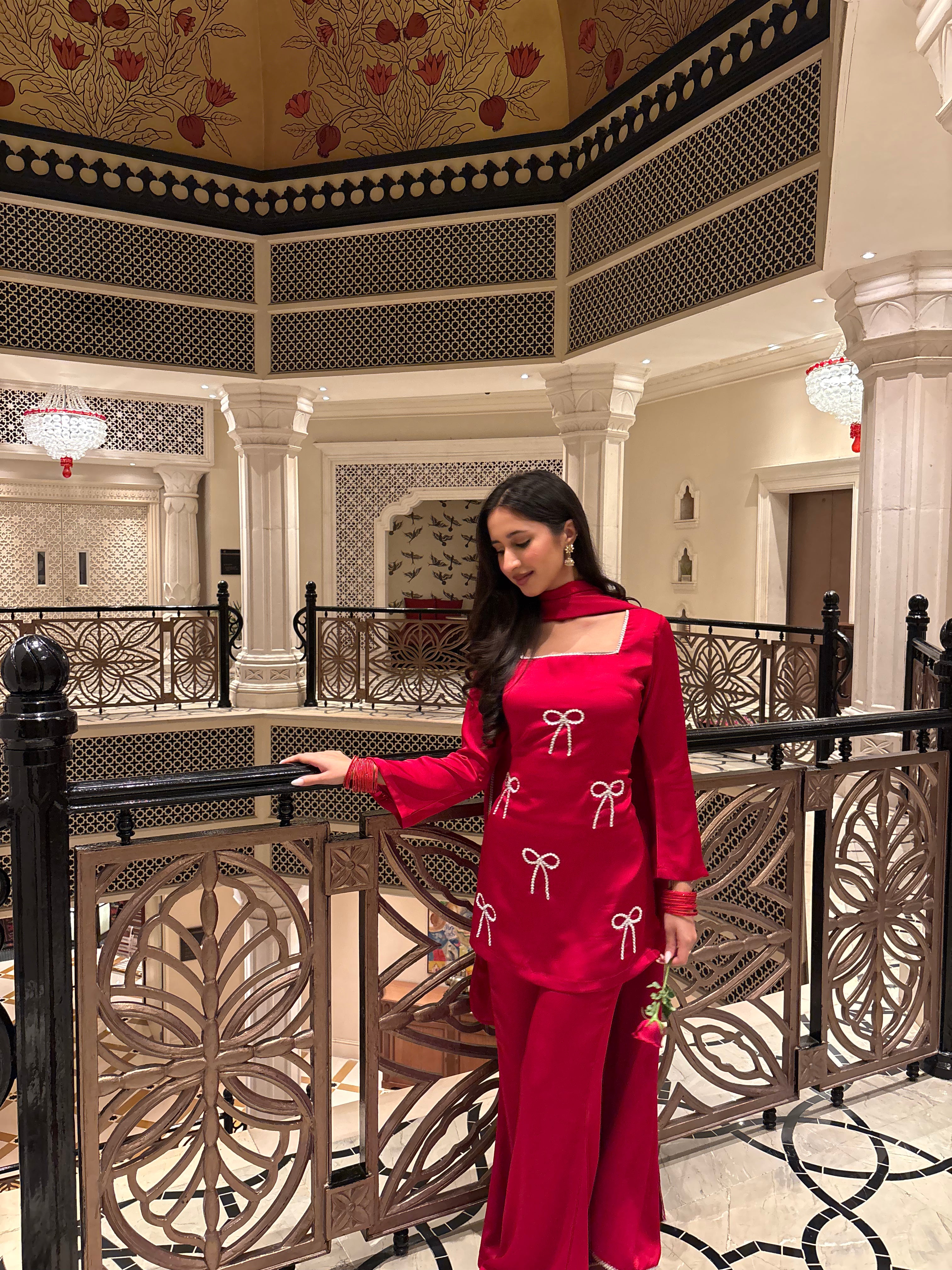 Pari Suit Set in Crimson