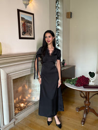 Lucine Satin Dress in Black