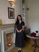 Lucine Satin Dress in Black