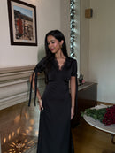 Lucine Satin Dress in Black