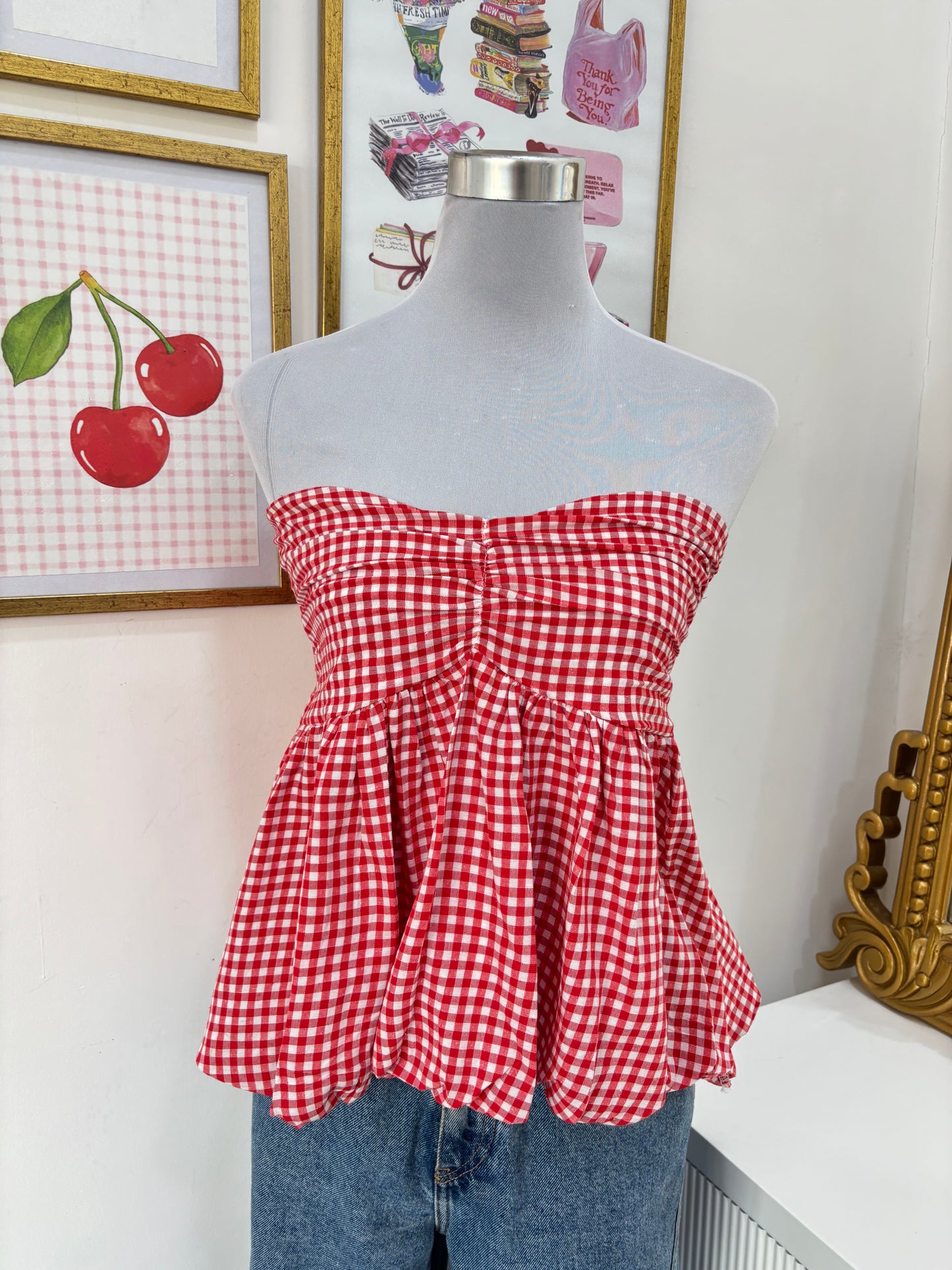 Gingham Babydoll Top (XS-M)