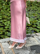 Camille Lace Satin Skirt in Blush