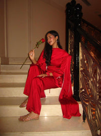 Noor Suit Set in Crimson