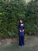 Noor Suit Set in Navy Blue