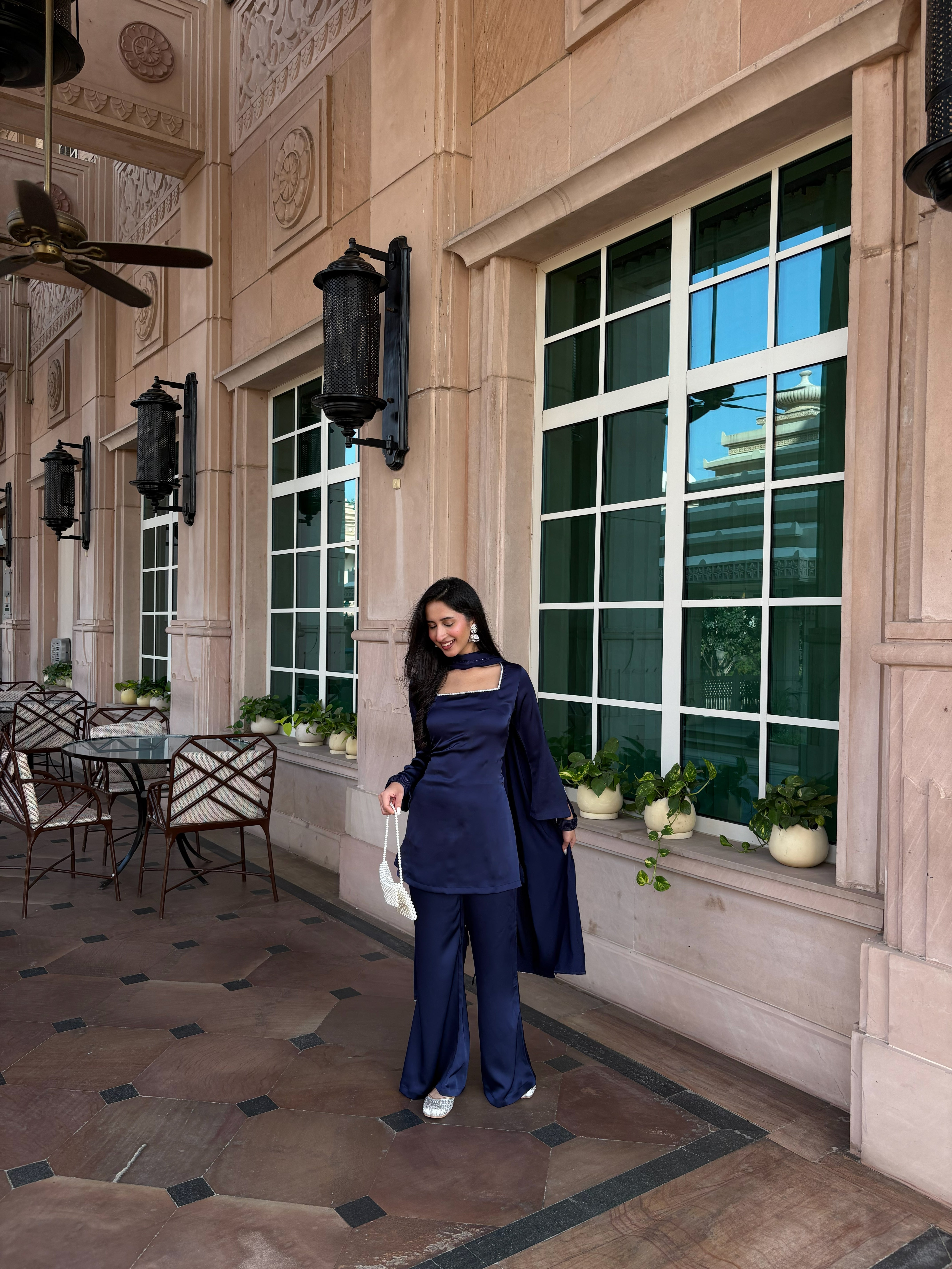 Noor Suit Set in Navy Blue