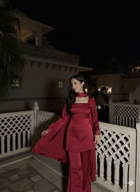 Noor Suit Set in Crimson
