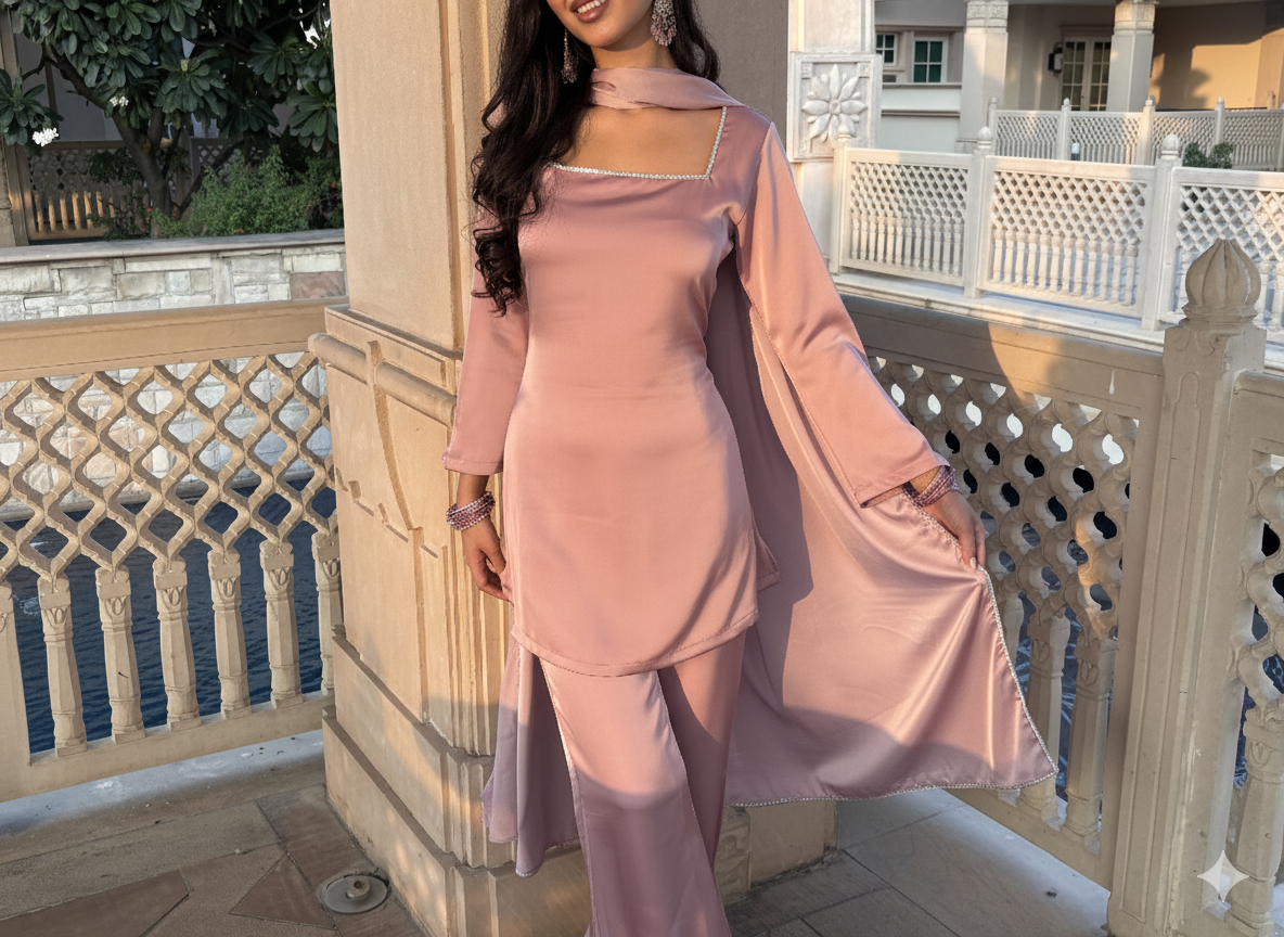 Noor Suit Set in Blush