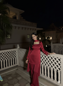 Noor Suit Set in Crimson