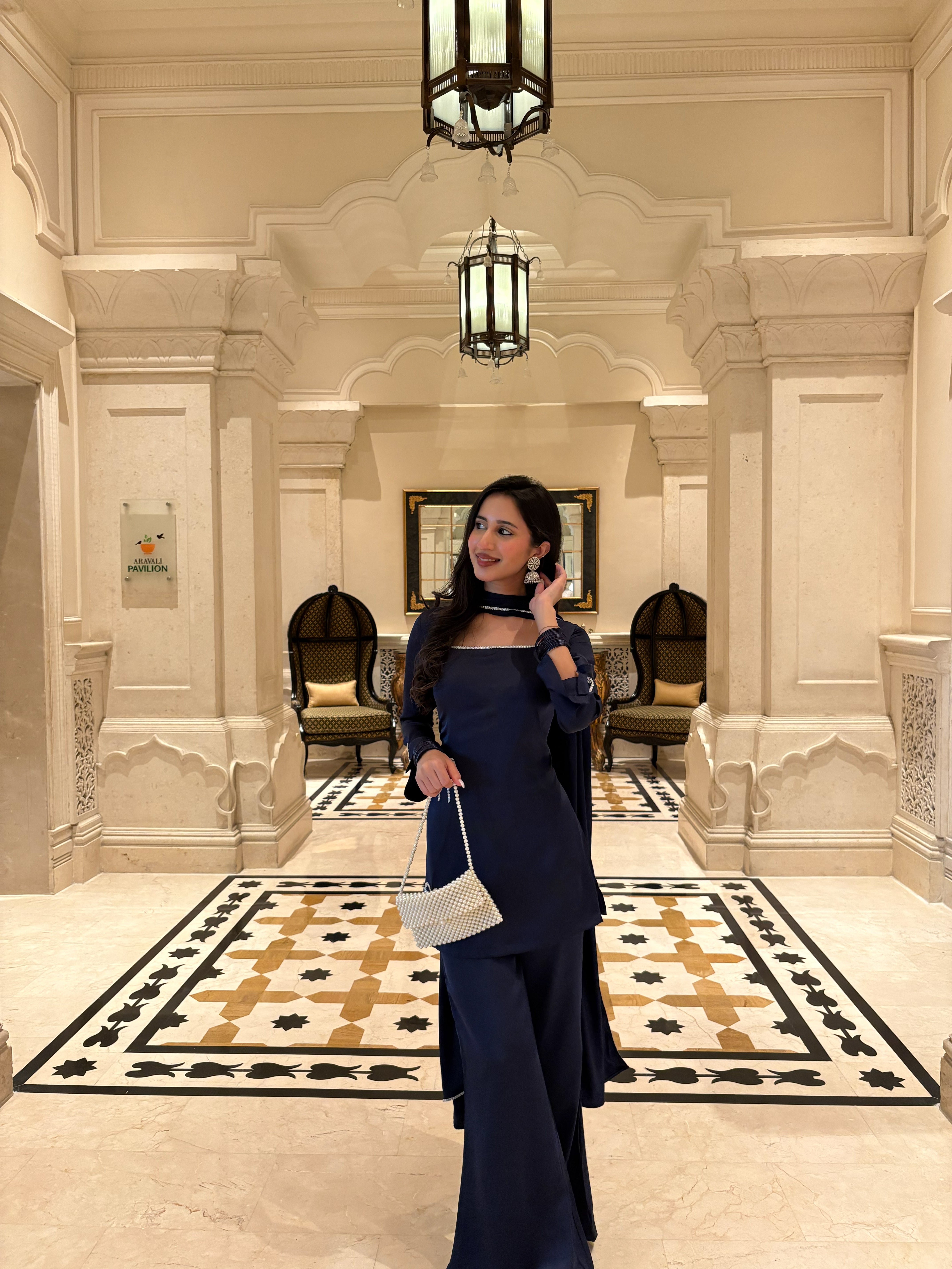 Noor Suit Set in Navy Blue