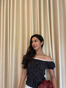 Isabelle Polka Dot Top in Black