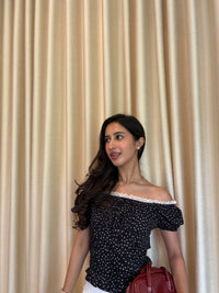 Isabelle Polka Dot Top in Black