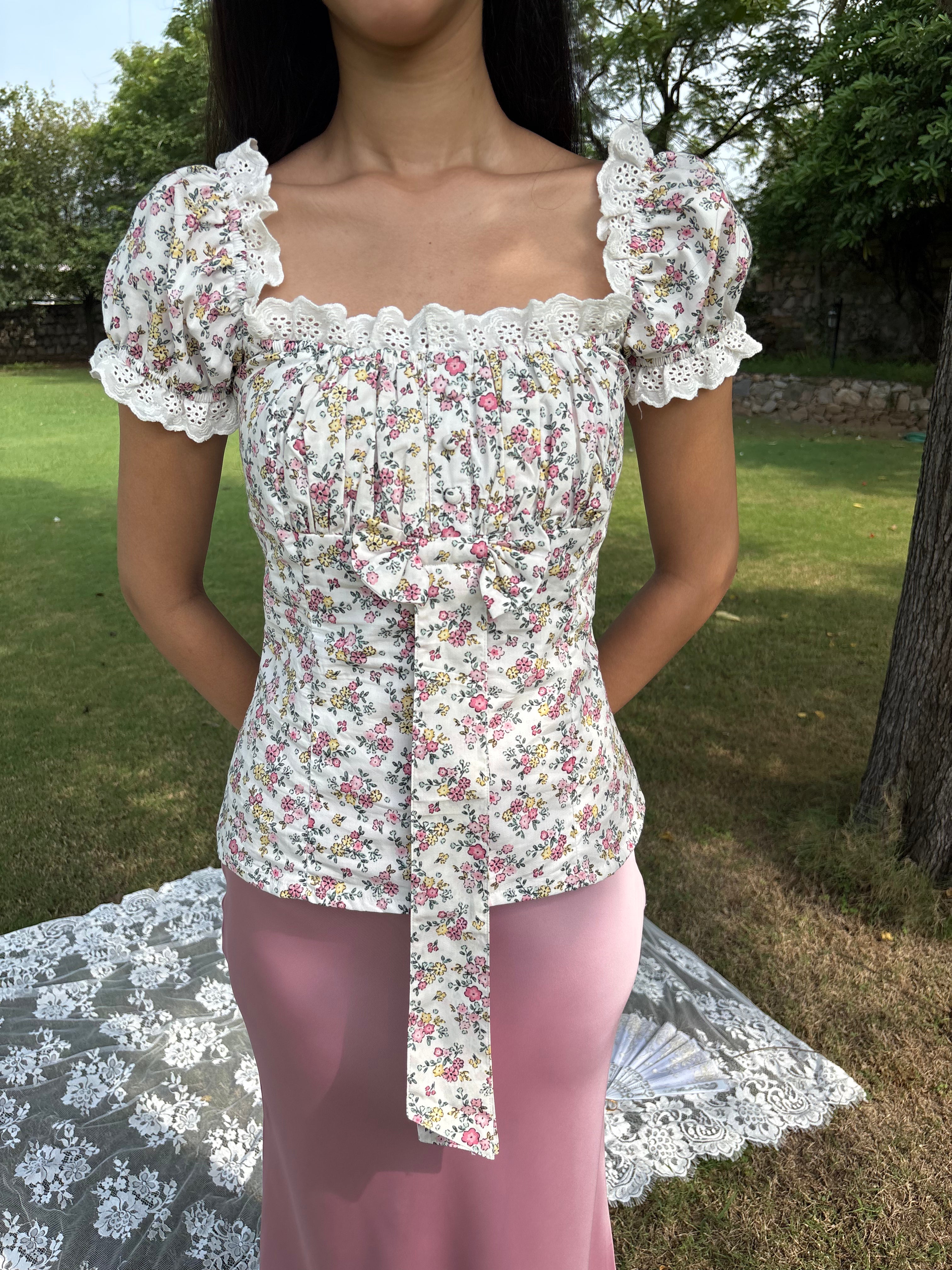 Daydream Bow Top in Floral