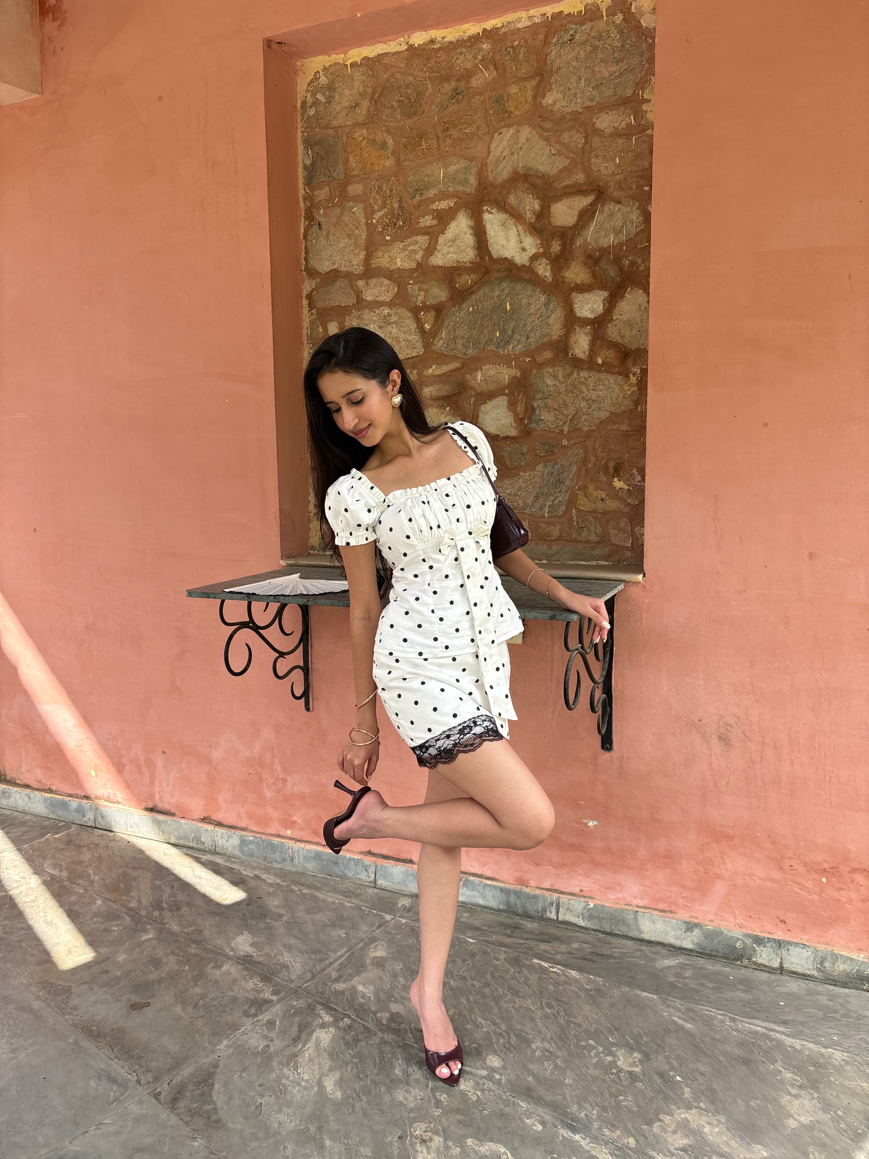 Daydream Bow Top in Polka Dot