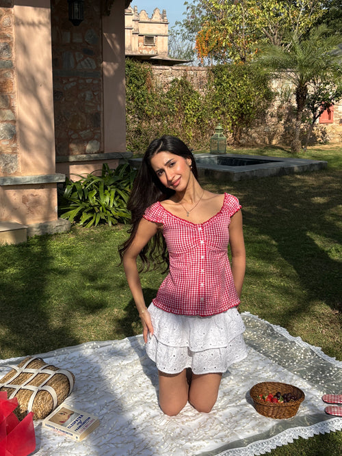Bambi Top in Red Gingham