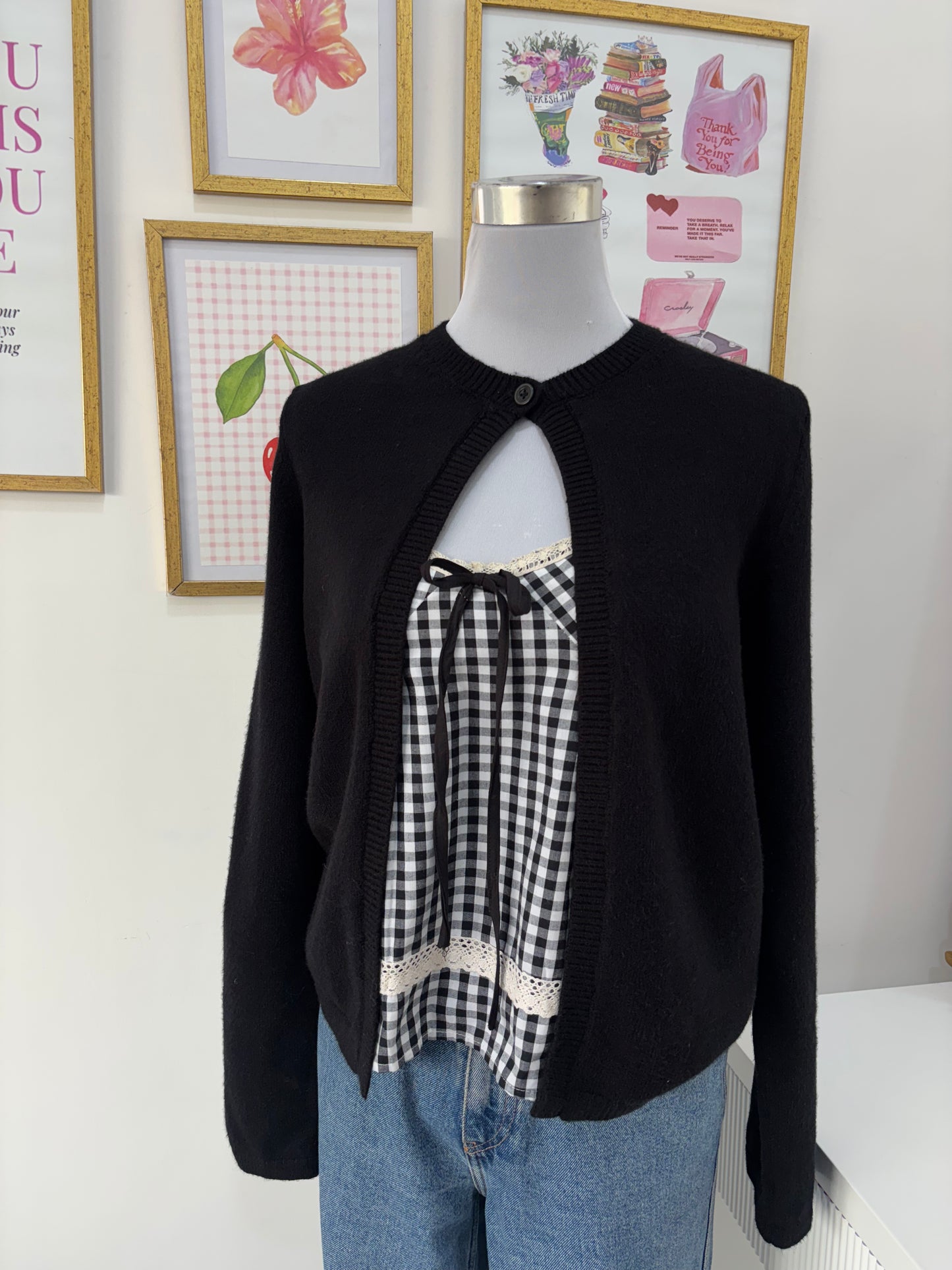 Matilda Button Cardigan in Black (XS-XL)