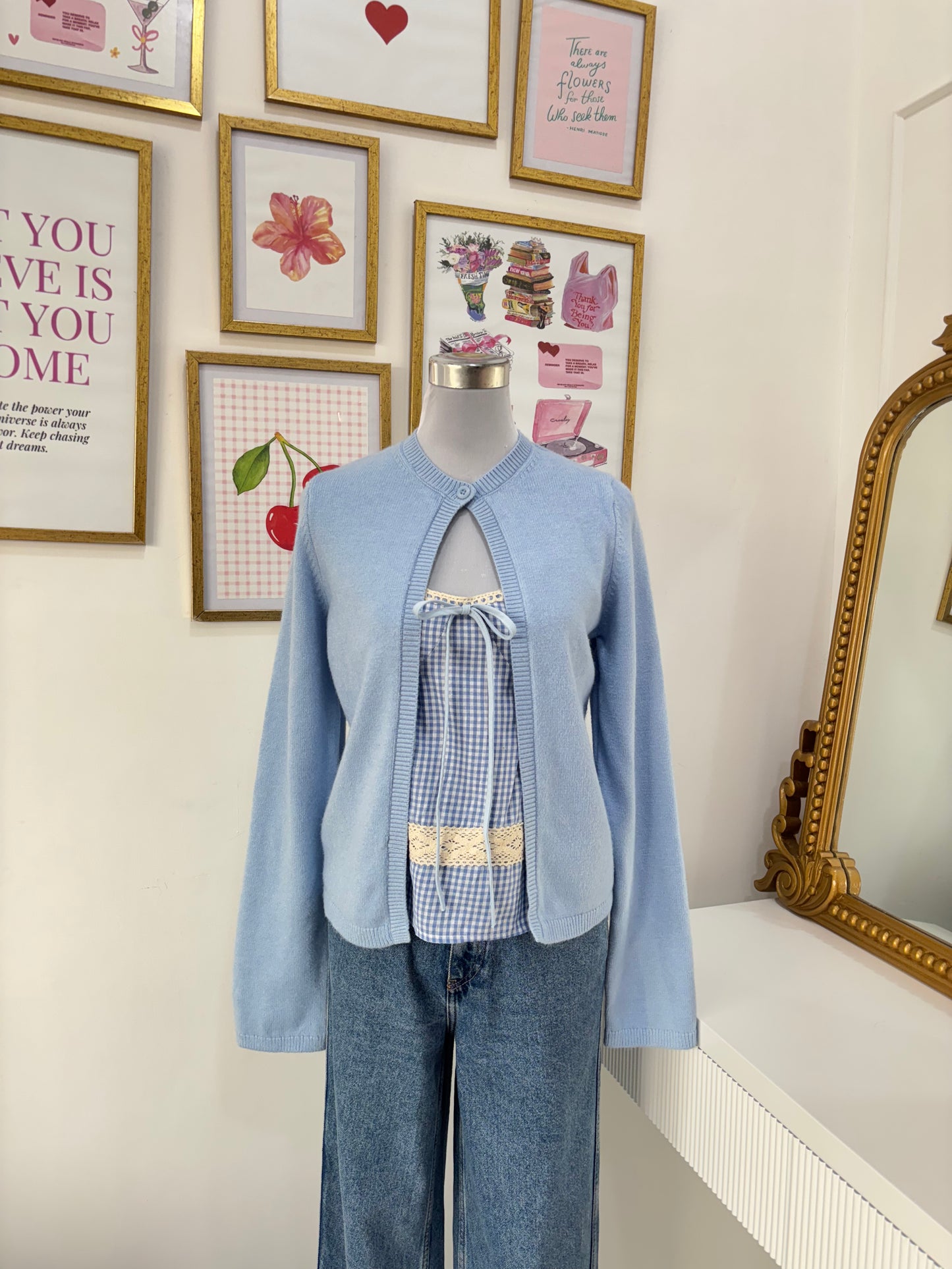 Matilda Button Cardigan in Blue (XS-L)