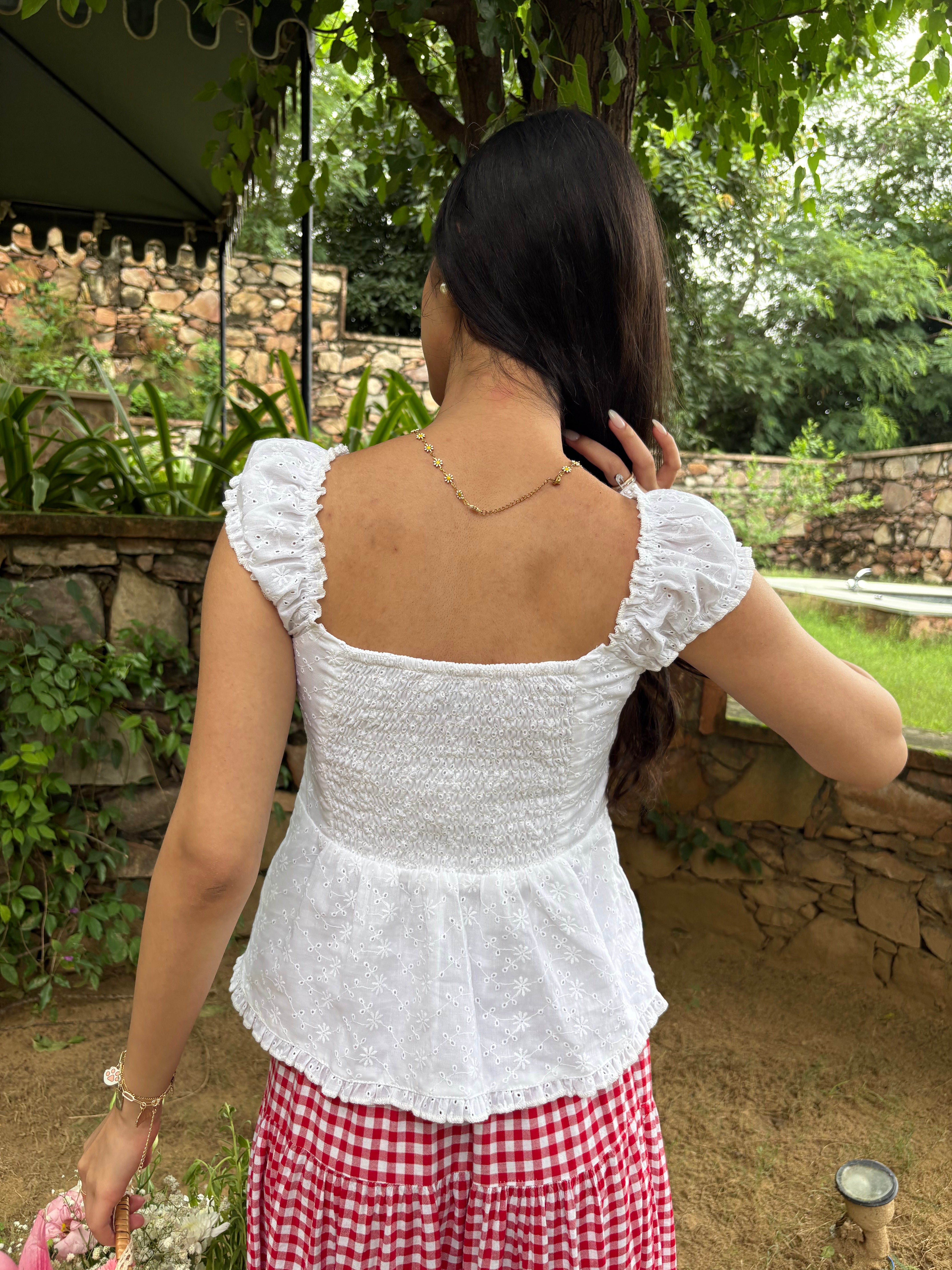 Bambi Top in White Eyelet