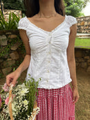 Bambi Top in White Eyelet