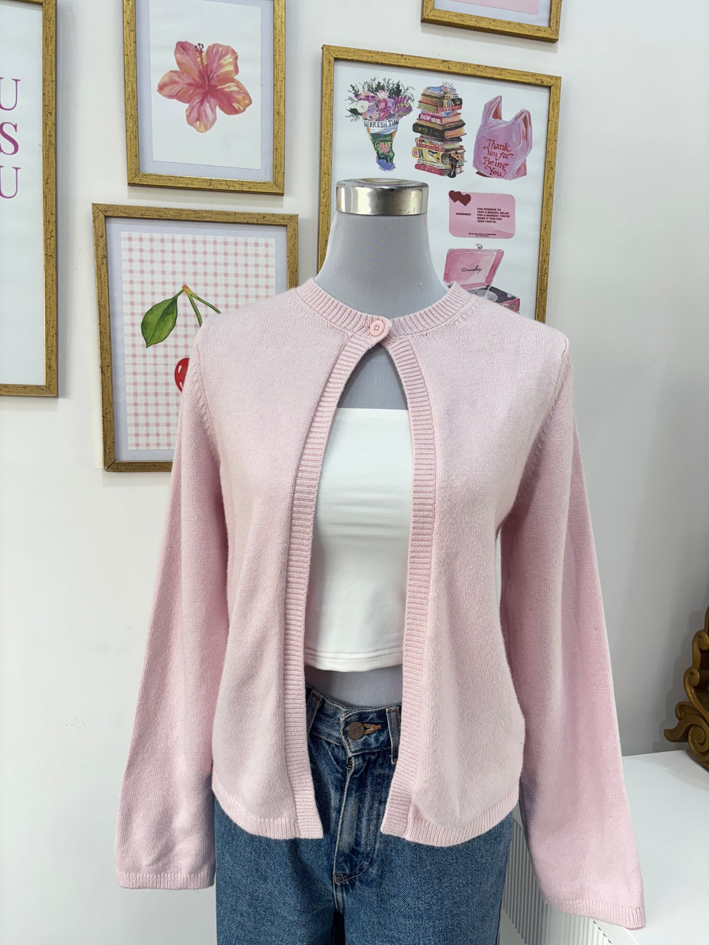 Matilda Button Cardigan in Pink (S-M)