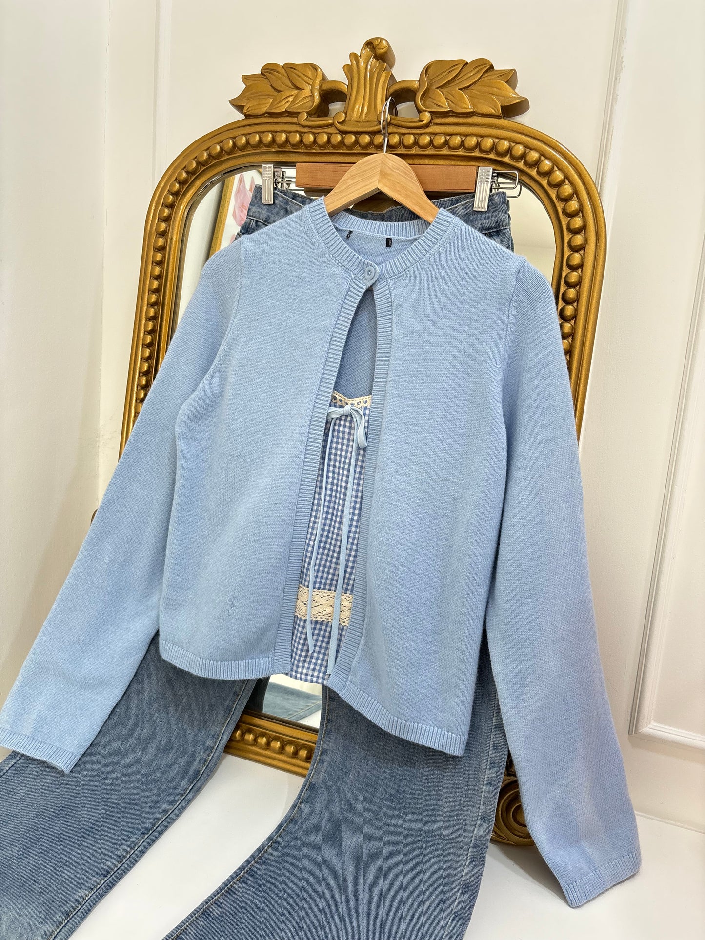 Matilda Button Cardigan in Blue (XS-L)